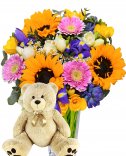 Bouquet + plush bear - flower delivery