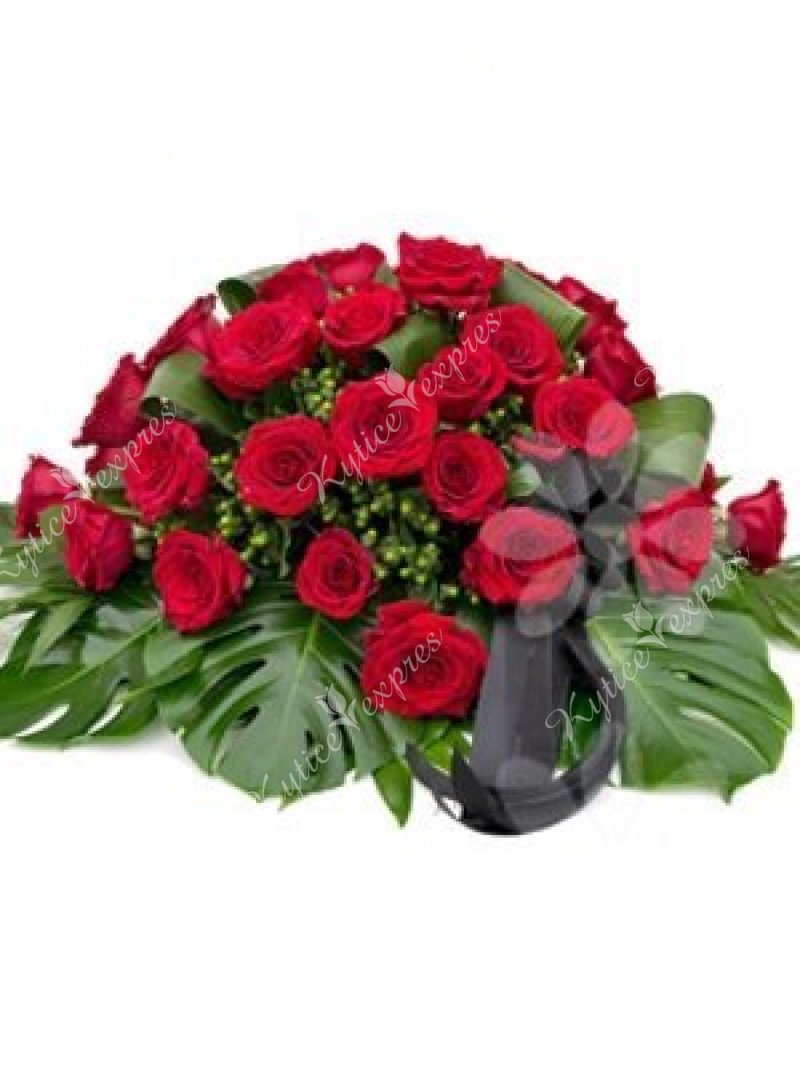 Funeral bouquet of roses pinned to the holder 9