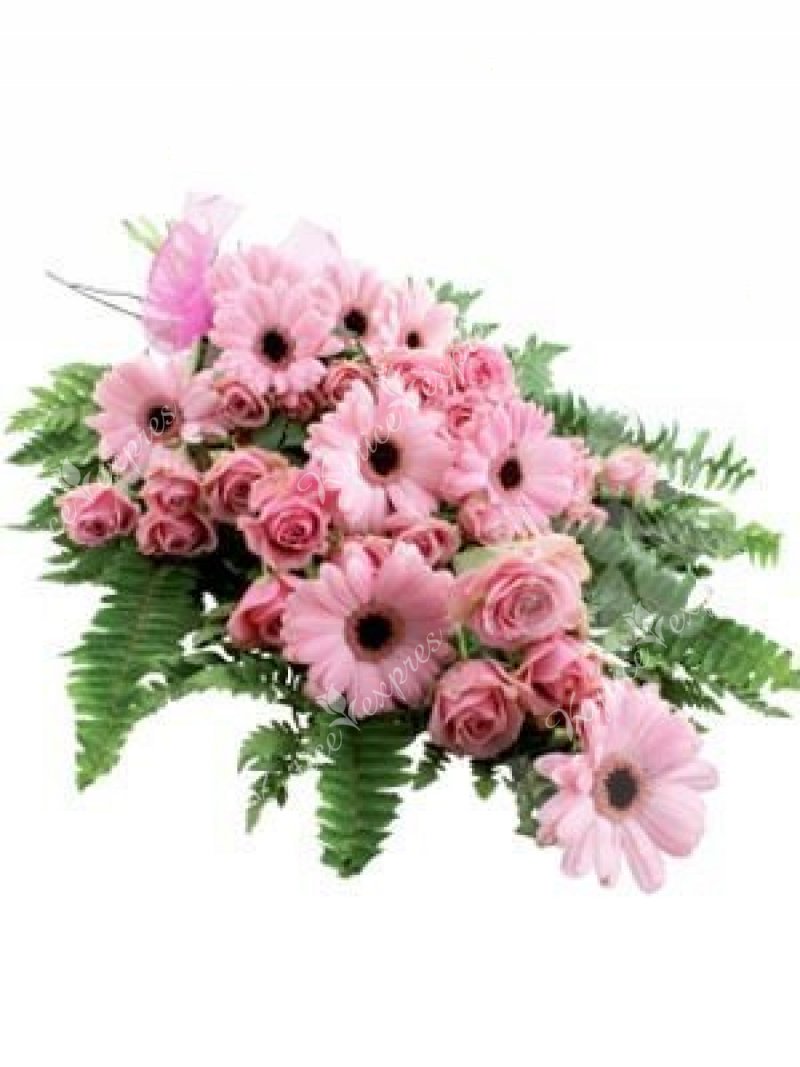 Funeral bouquets of pink gerberas and roses 11