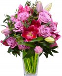 Lilie + fialové růže